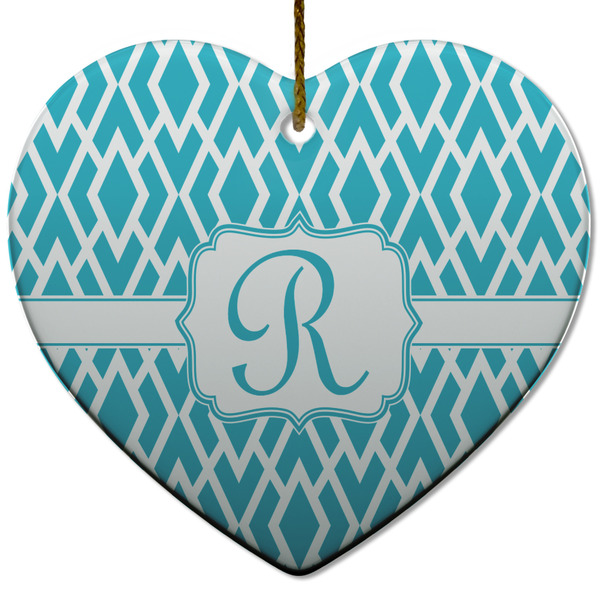 Geometric Diamond Ceramic Flat Ornament - Heart (Front)