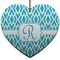 Geometric Diamond Heart Ceramic Ornament w/ Initial