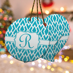 Geometric Diamond Ceramic Ornament w/ Initial