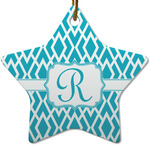 Geometric Diamond Star Ceramic Ornament w/ Initial