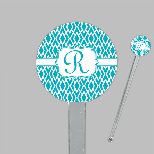 Geometric Diamond Clear Plastic 7" Stir Stick - Round - Closeup