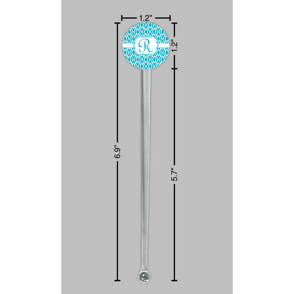 Geometric Diamond Clear Plastic 7" Stir Stick - Round - Dimensions