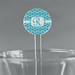 Geometric Diamond 7" Round Plastic Stir Sticks - Clear (Personalized)
