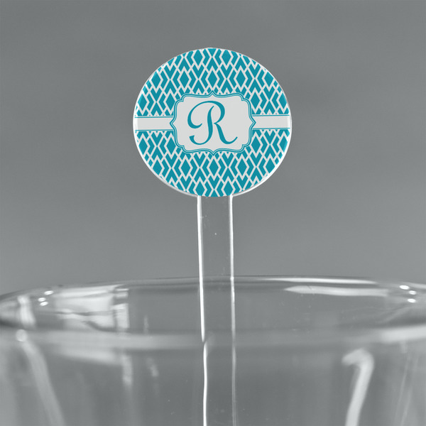 Custom Geometric Diamond 7" Round Plastic Stir Sticks - Clear (Personalized)
