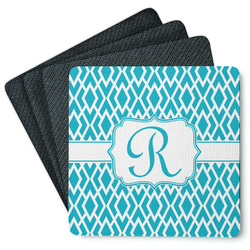 Geometric Diamond Square Rubber Backed Coasters - Set of 4 (Personalized)