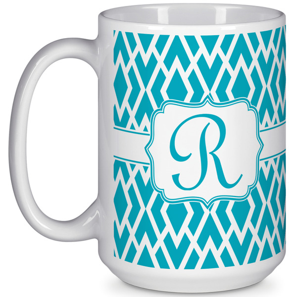 Custom Geometric Diamond 15 Oz Coffee Mug - White (Personalized)