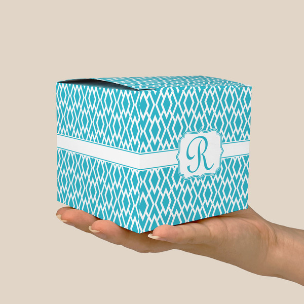 Geometric Diamond Cube Favor Gift Box - On Hand - Scale View