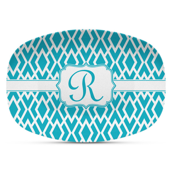 Custom Geometric Diamond Plastic Platter - Microwave & Oven Safe Composite Polymer (Personalized)