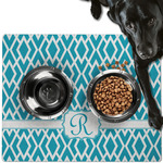 Geometric Diamond Dog Food Mat - Large w/ Initial