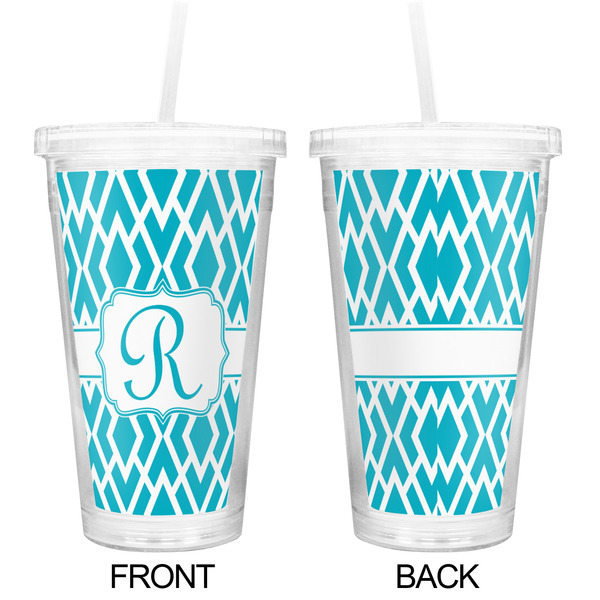 Geometric Diamond Double Wall Tumbler with Straw - Approval