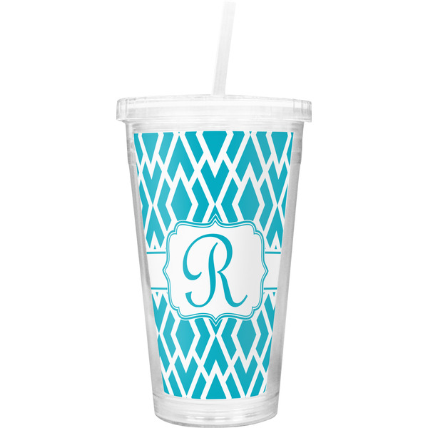 Custom Geometric Diamond Double Wall Tumbler with Straw (Personalized)