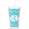 Geometric Diamond Double Wall Tumbler with Straw (Personalized)