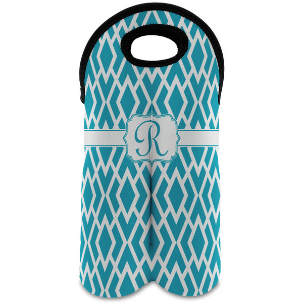 Custom Geometric Diamond Wine Tote Bag (2 Bottles) (Personalized)