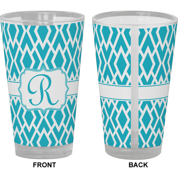 Geometric Diamond Pint Glass - Full Color - Front & Back Views
