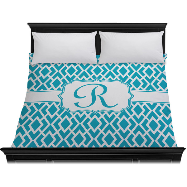 Geometric Diamond Duvet Cover - King - On Bed - No Prop