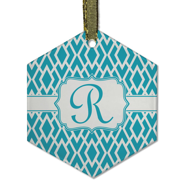 Geometric Diamond Frosted Glass Ornament - Hexagon