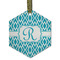 Geometric Diamond Flat Glass Ornament - Hexagon w/ Initial