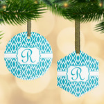 Geometric Diamond Flat Glass Ornament w/ Initial