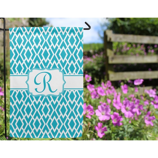 Geometric Diamond Garden Flag - Outside In Flowers