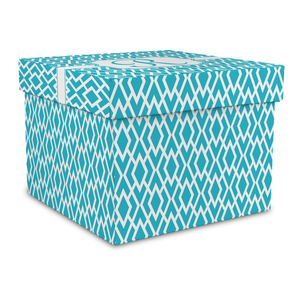 Custom Geometric Diamond Gift Box with Lid - Canvas Wrapped - Large (Personalized)