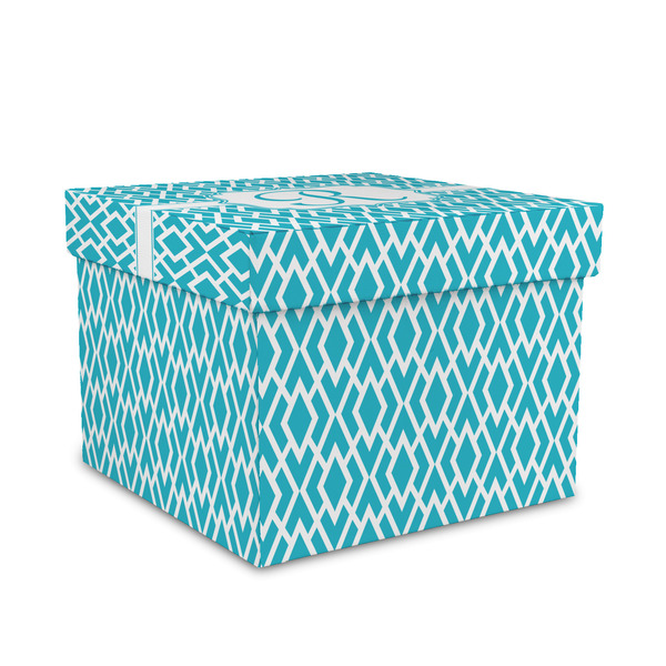 Custom Geometric Diamond Gift Box with Lid - Canvas Wrapped - Medium (Personalized)