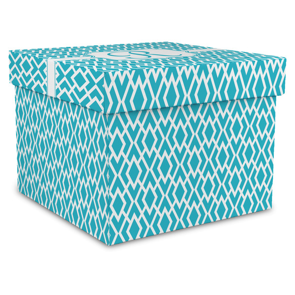 Custom Geometric Diamond Gift Box with Lid - Canvas Wrapped - X-Large (Personalized)