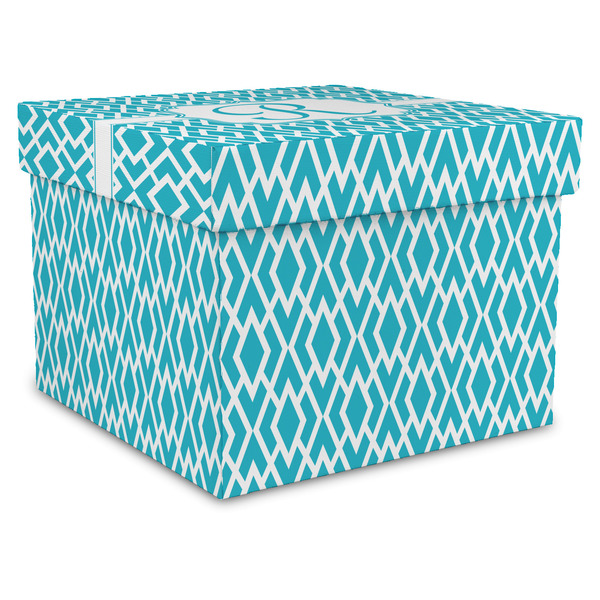 Custom Geometric Diamond Gift Box with Lid - Canvas Wrapped - XX-Large (Personalized)