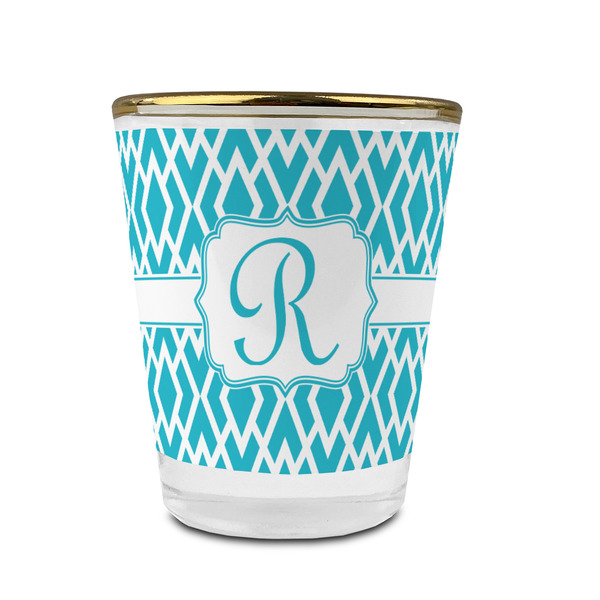 Geometric Diamond Glass Shot Glass - With gold rim - FRONT
