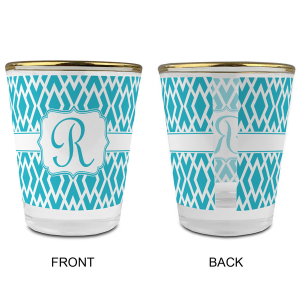 Geometric Diamond Glass Shot Glass - with gold rim - APPROVAL