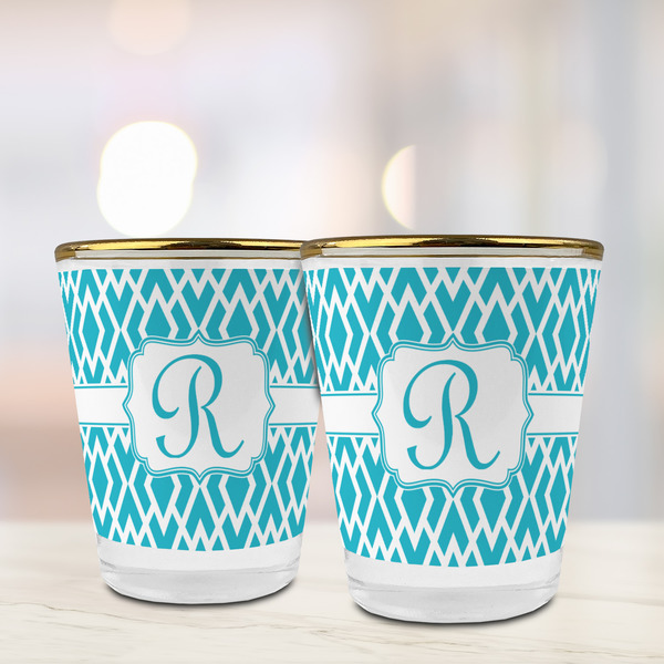 Geometric Diamond Glass Shot Glass - with gold rim - LIFESTYLE