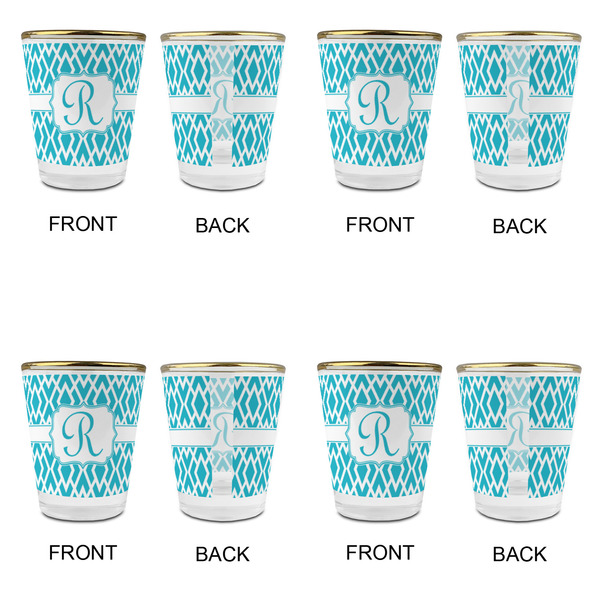 Geometric Diamond Glass Shot Glass - with gold rim - Set of 4 - APPROVAL