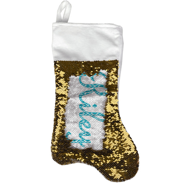 Geometric Diamond Gold Sequin Stocking - Front