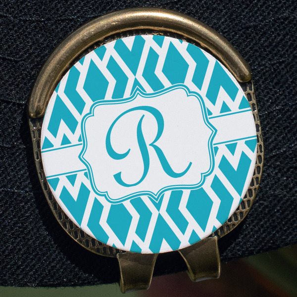 Geometric Diamond Golf Ball Marker Hat Clip - Gold - Close Up