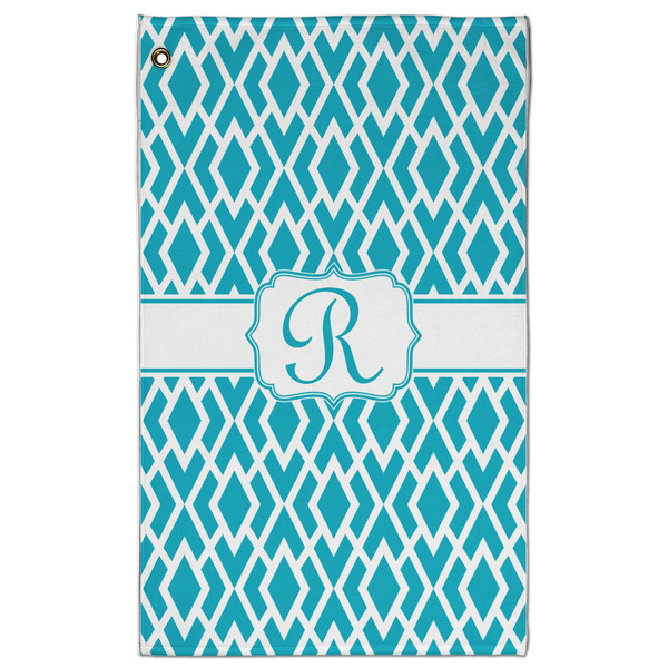 Custom Geometric Diamond Golf Towel - Poly-Cotton Blend w/ Initial