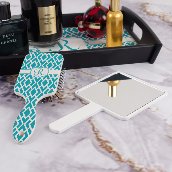 Geometric Diamond Hair Brush - With Hand Mirror