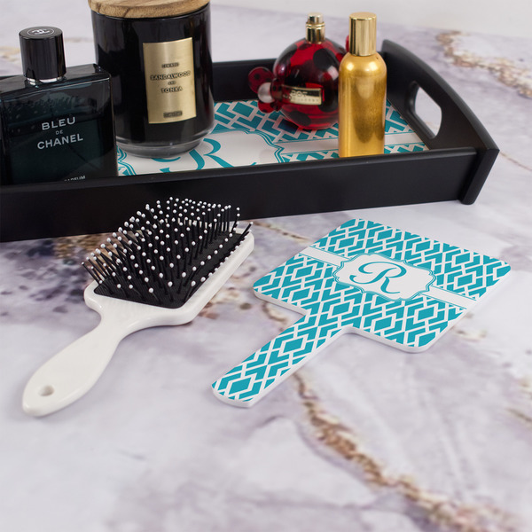 Geometric Diamond Hand Mirror - With Hair Brush