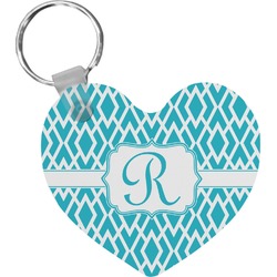 Geometric Diamond Heart Plastic Keychain w/ Initial