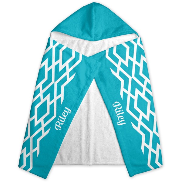 Geometric Diamond Hooded Towel - Folded