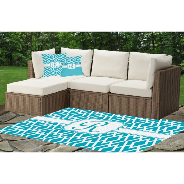 Geometric Diamond Outdoor Mat & Cushions
