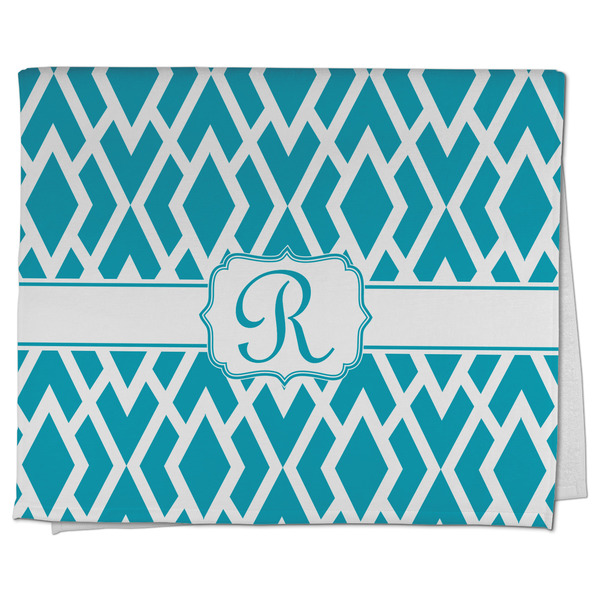 Custom Geometric Diamond Kitchen Towel - Poly Cotton w/ Initial