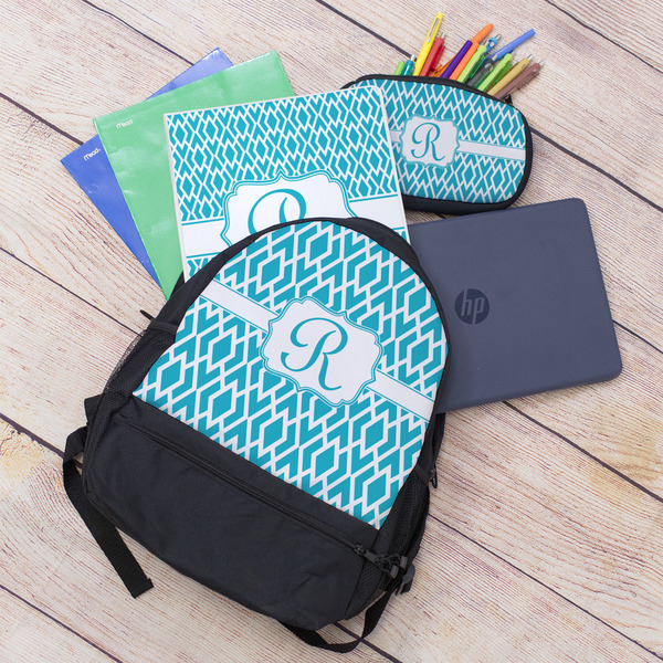 Geometric Diamond Large Backpack - Black - With Stuff