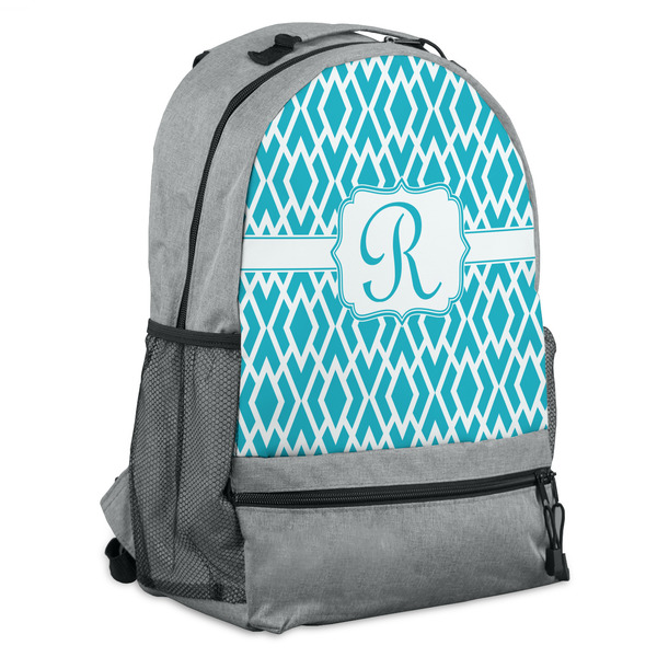 Custom Geometric Diamond Backpack - Grey (Personalized)