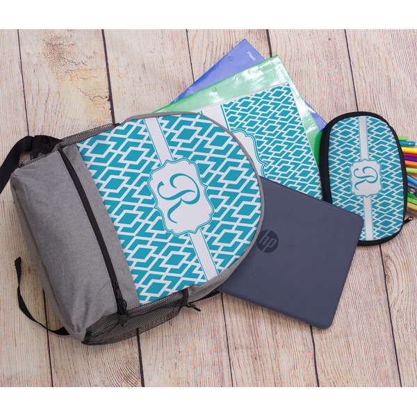 Geometric Diamond Large Backpack - Gray - With Stuff