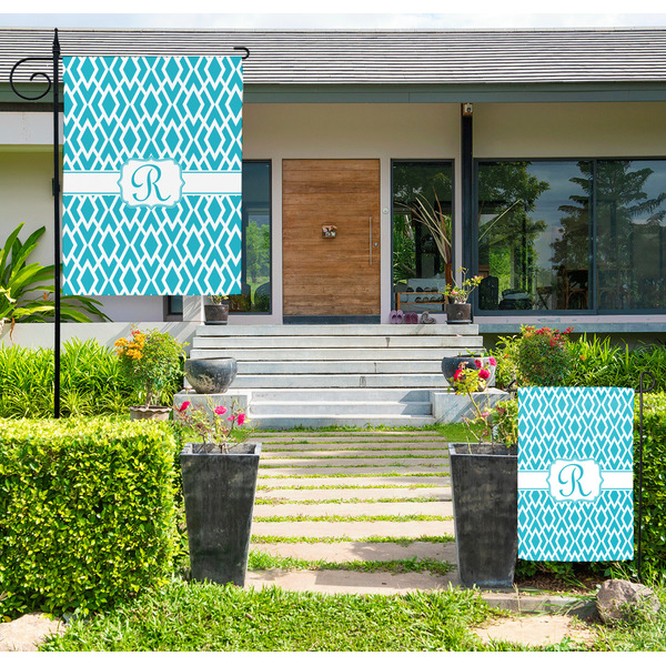 Geometric Diamond Large Garden Flag - LIFESTYLE