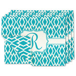 Geometric Diamond Double-Sided Linen Placemat - Set of 4 w/ Initial