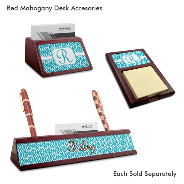 Geometric Diamond Mahogany Desk Accessories