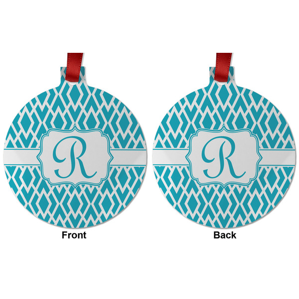 Geometric Diamond Metal Ball Ornament - Front and Back