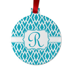 Geometric Diamond Metal Ball Ornament - Double Sided w/ Initial