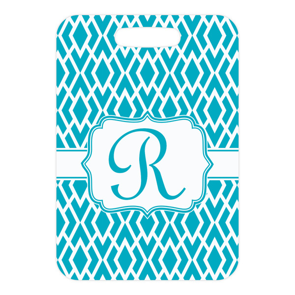 Geometric Diamond Metal Luggage Tag - Front Without Strap