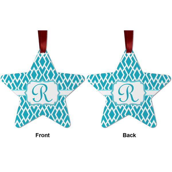 Geometric Diamond Metal Star Ornament - Front and Back